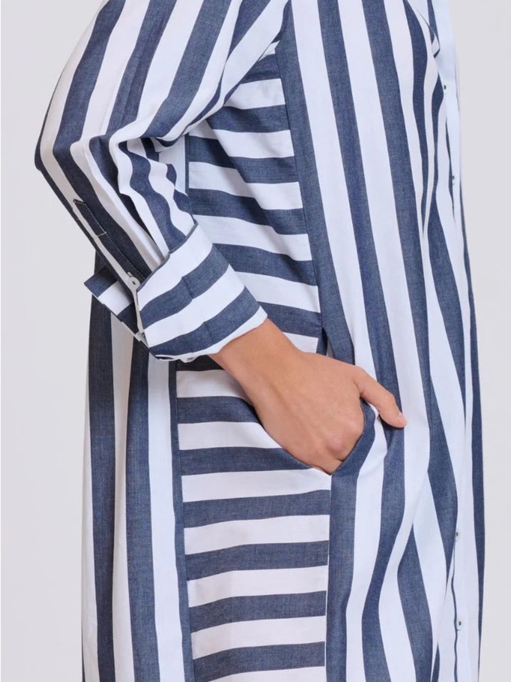 Shirty Luxury Brand Striped Midi Shirt Dress - Black & White - Sz S - NWT - Picture 3 of 12